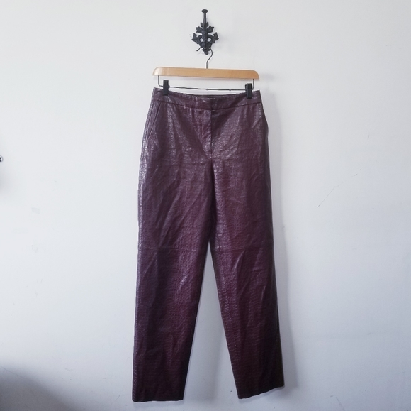 Zara Leather Snakeskin Wide Leg Pants Size XS EUC - Picture 2 of 5
